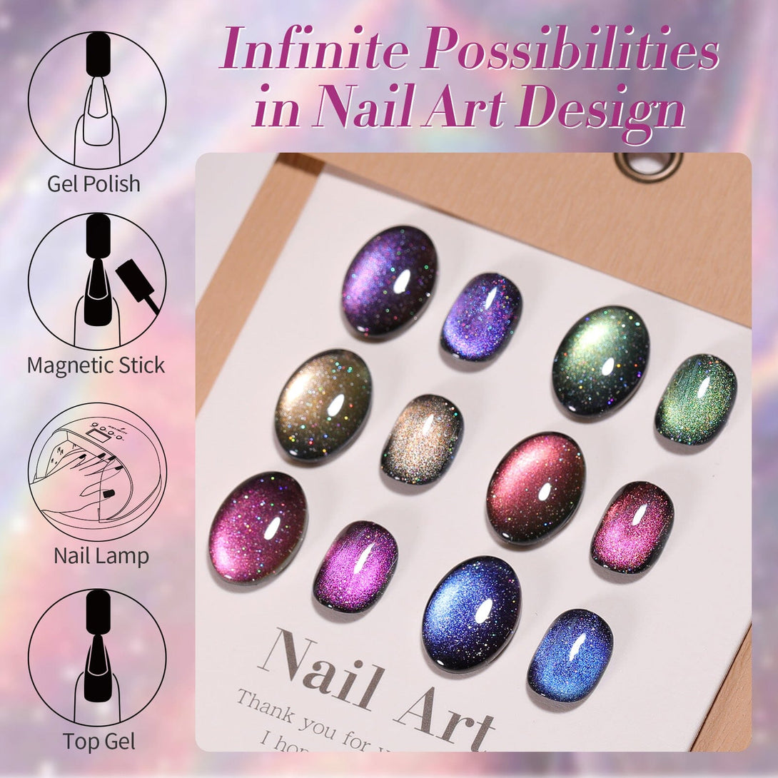 6 Colors 9D Holo Reflective Magnetic Gel 7ml Gel Nail Polish BORN PRETTY 