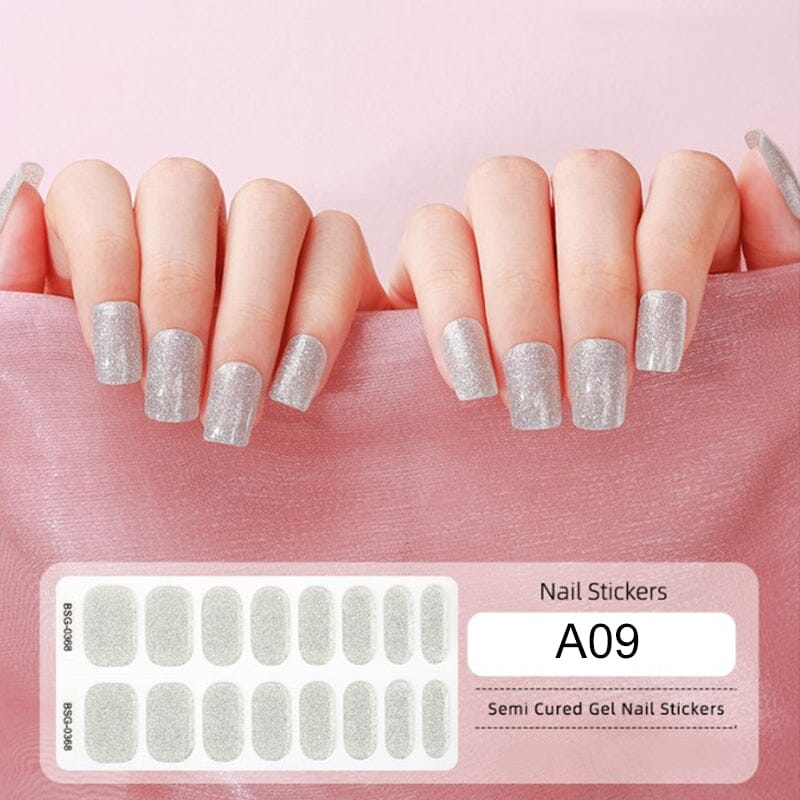 16 Tips Semi-cured Gel Nail Wraps A09 Nail Sticker BORN PRETTY 