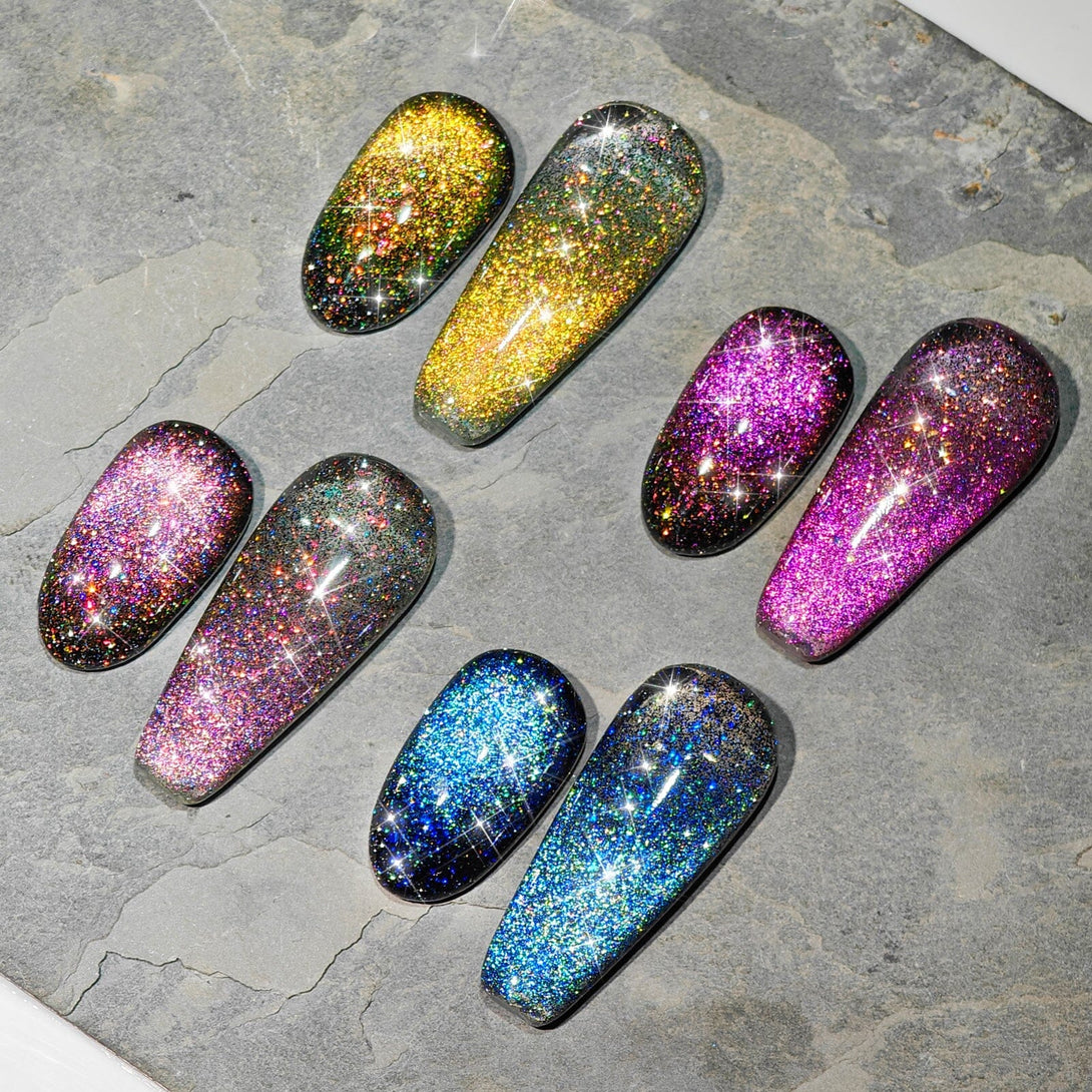 4 Colors 9D Flakies Reflective Cat Magnetic Gel 5ml Gel Nail Polish BORN PRETTY 