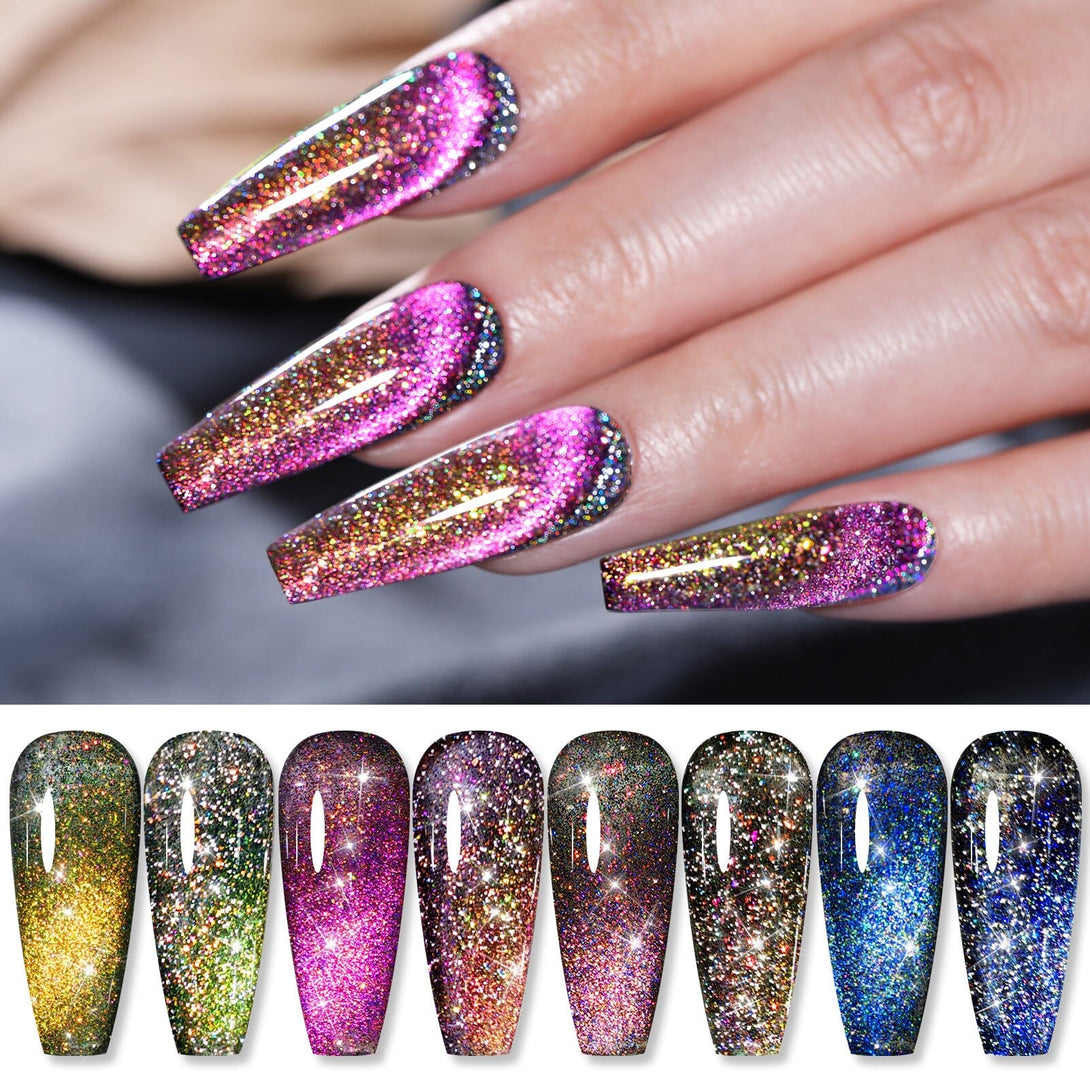 4 Colors 9D Flakies Reflective Cat Magnetic Gel 5ml Gel Nail Polish BORN PRETTY 