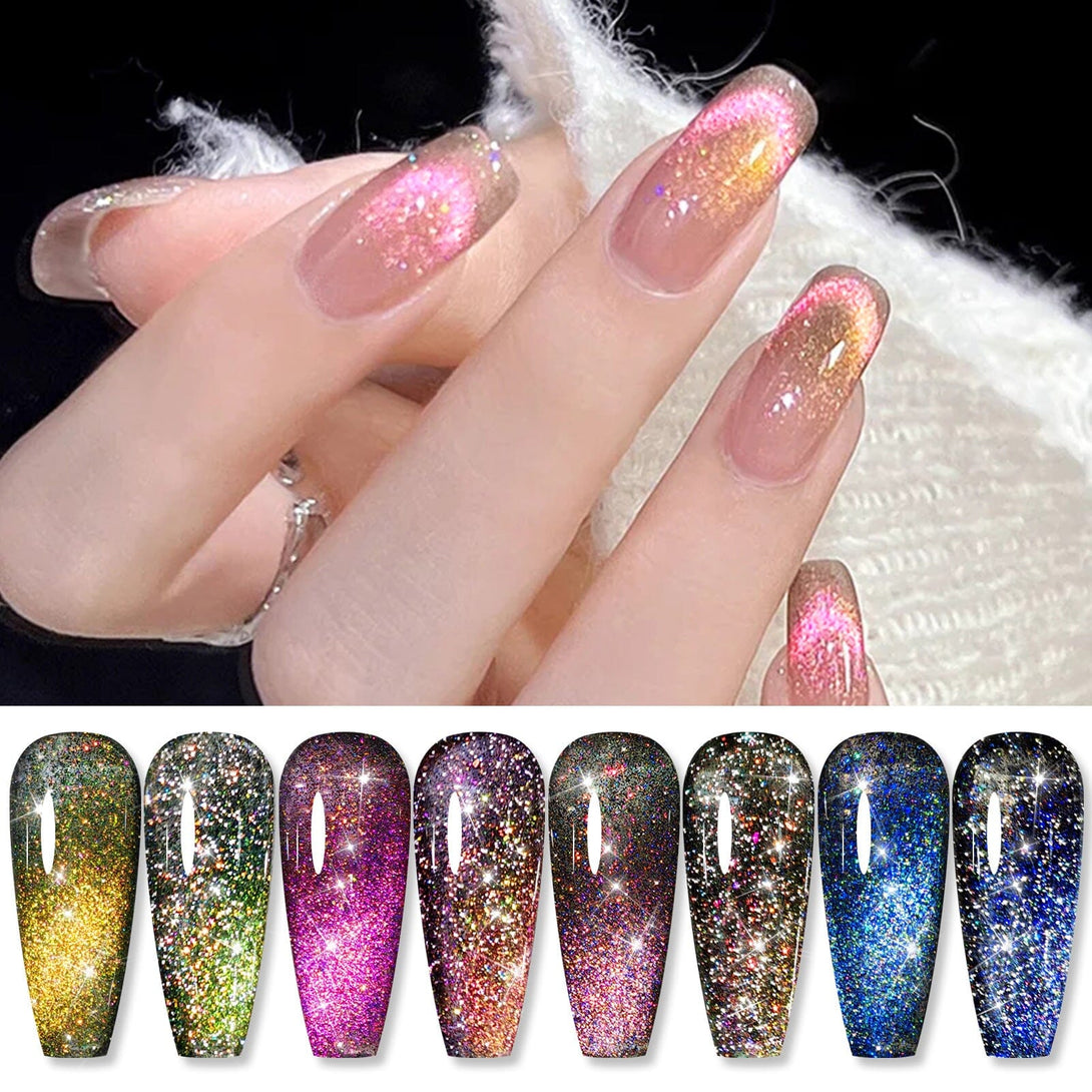 4 Colors 9D Flakies Reflective Cat Magnetic Gel 5ml Gel Nail Polish BORN PRETTY 