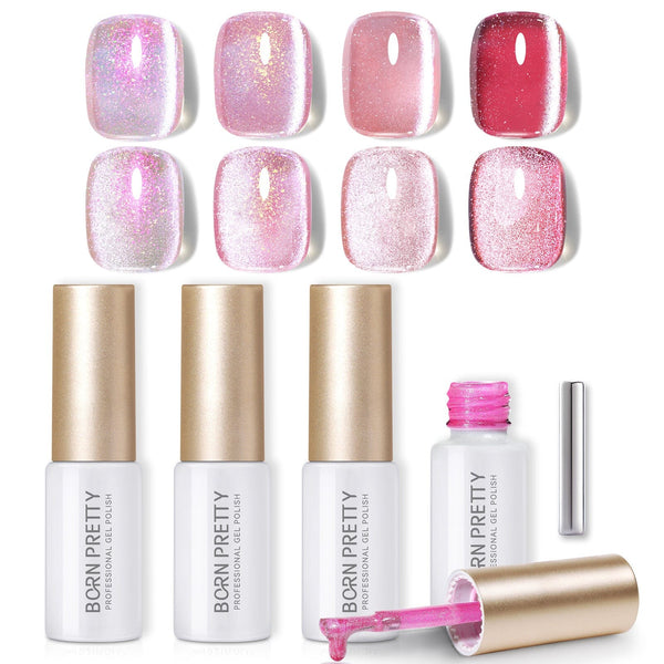 4 Colors Jelly Pink Auroras Cat Magnetic Gel 5ml Gel Nail Polish BORN PRETTY 