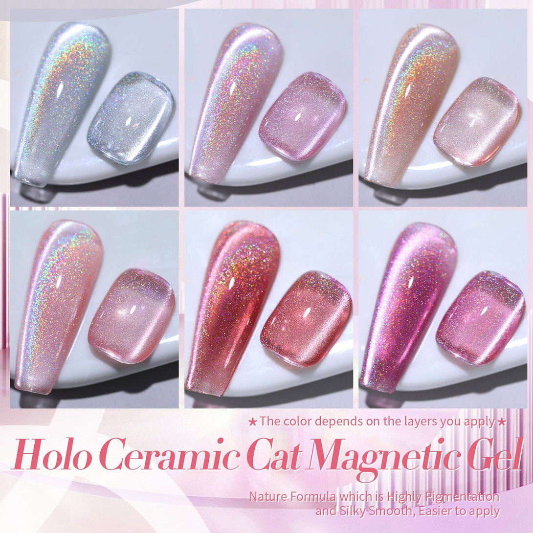 6 Colors Holo Ceramic Cat Magnetic Gel 7ml Gel Nail Polish BORN PRETTY 