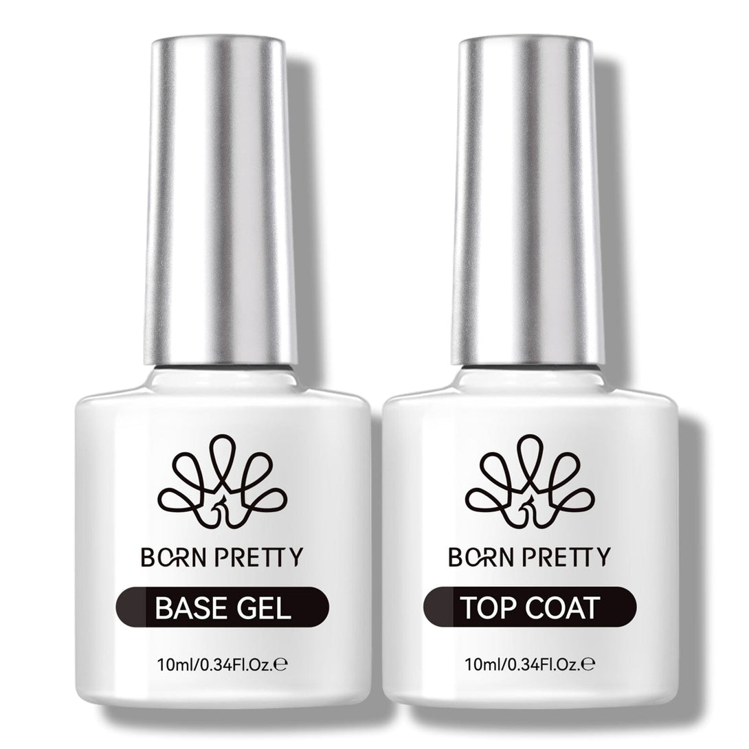 2 Bottles Base Top Coat Gel Set 10ml Gel Nail Polish BORN PRETTY 