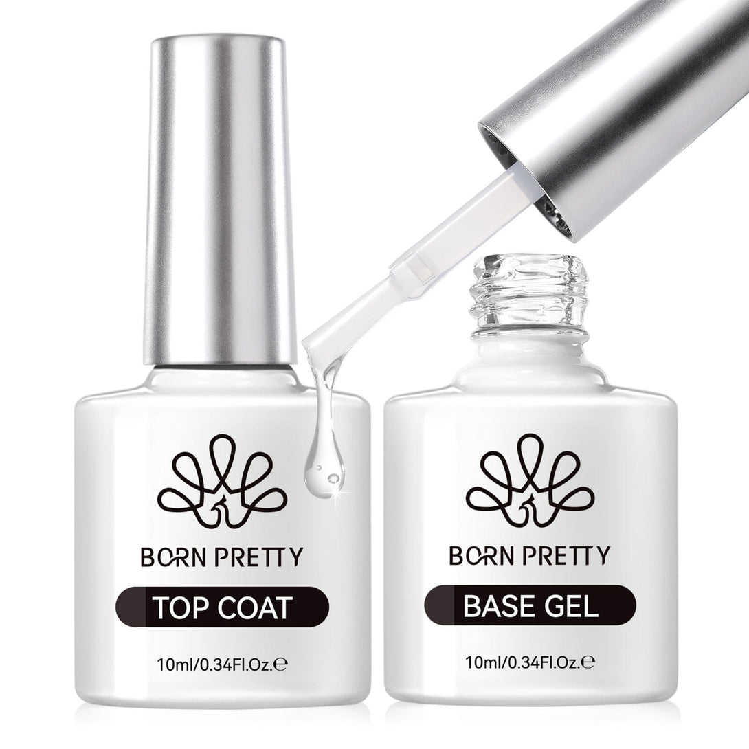 2 Bottles Base Top Coat Gel Set 10ml Gel Nail Polish BORN PRETTY 