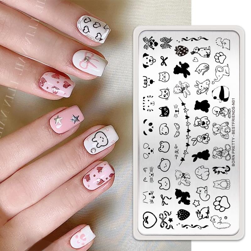 Rectangle Nail Stamping Plates Stamping Nail BORN PRETTY N01 