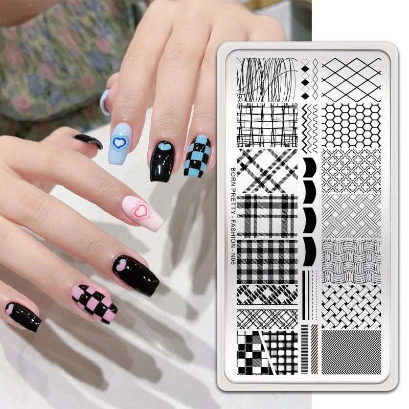 Rectangle Nail Stamping Plates Stamping Nail BORN PRETTY N06 