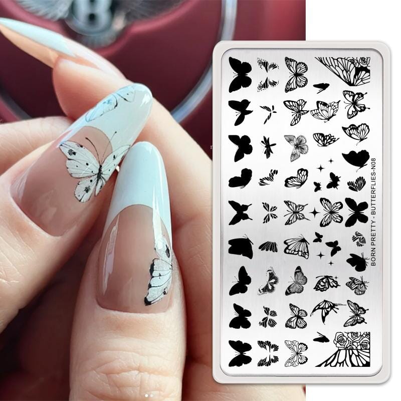 Rectangle Nail Stamping Plates Stamping Nail BORN PRETTY N08 