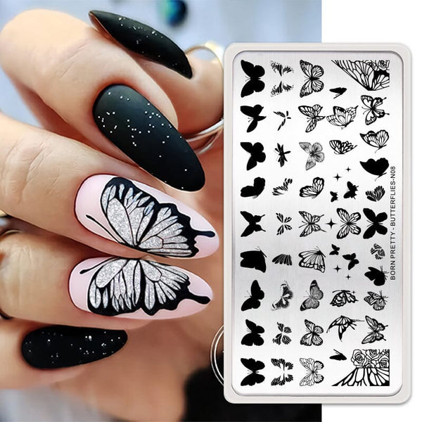 Nail Stamping Plate BUTTERFLIES-N08 Stamping Nail BORN PRETTY 