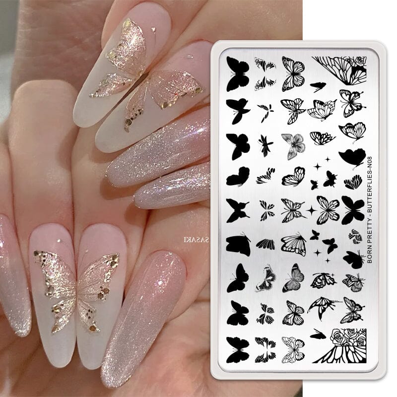 Nail Stamping Plate BUTTERFLIES-N08 Stamping Nail BORN PRETTY 