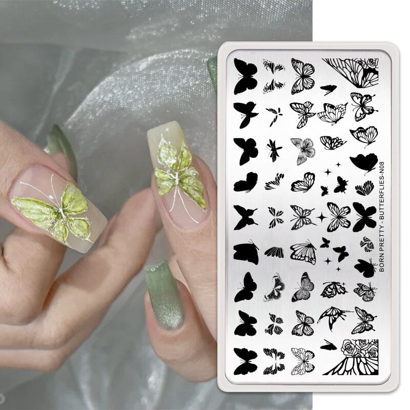 Nail Stamping Plate BUTTERFLIES-N08 Stamping Nail BORN PRETTY 