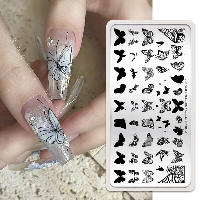 Nail Art Stamping Plates Stamping Nail BORN PRETTY BUTTERFLIES-N08 