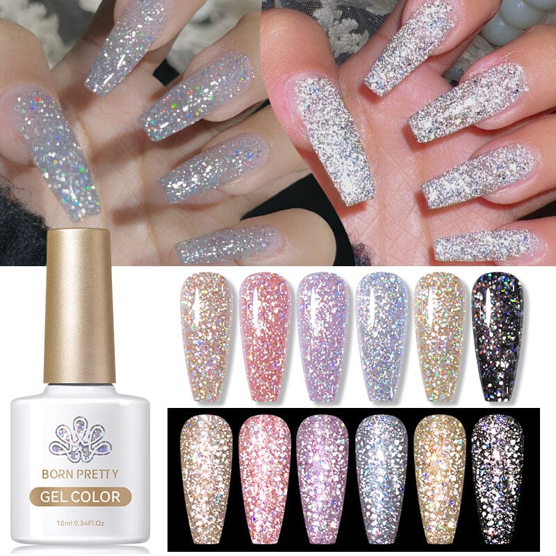 Glitter Reflective Gel Polish 10ml Gel Nail Polish BORN PRETTY 6 Colors 