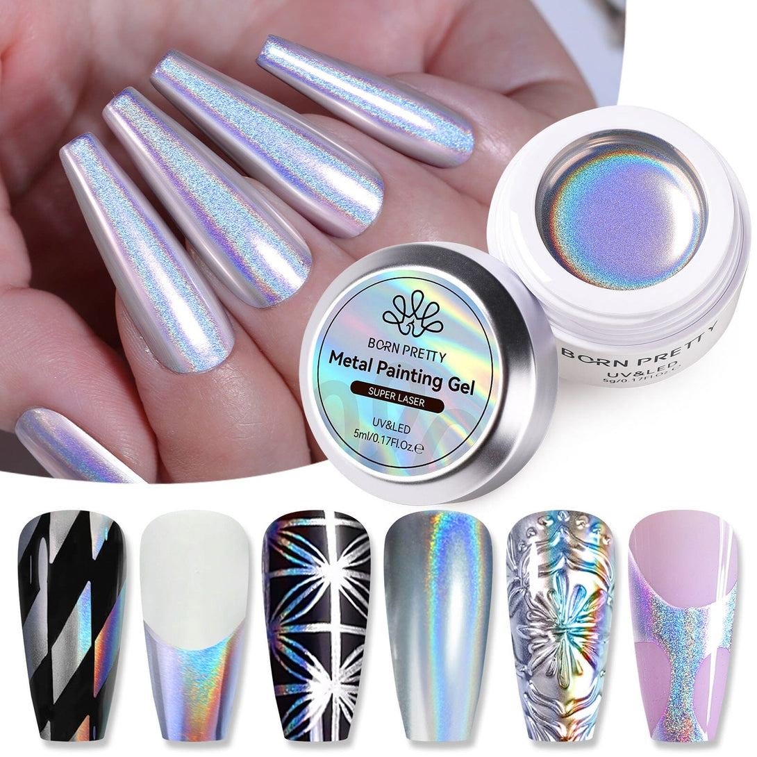 Super Laser Metal Painting Gel Whie Box 5ml Gel Nail Polish BORN PRETTY 