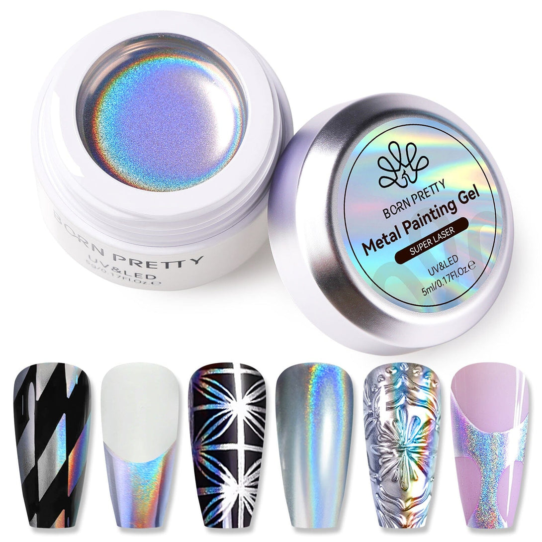 Super Laser Metal Painting Gel Whie Box 5ml Gel Nail Polish BORN PRETTY 