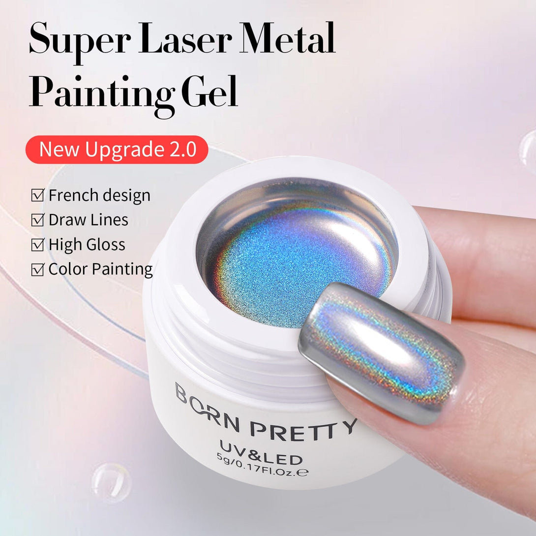 Super Laser Metal Painting Gel Whie Box 5ml Gel Nail Polish BORN PRETTY 