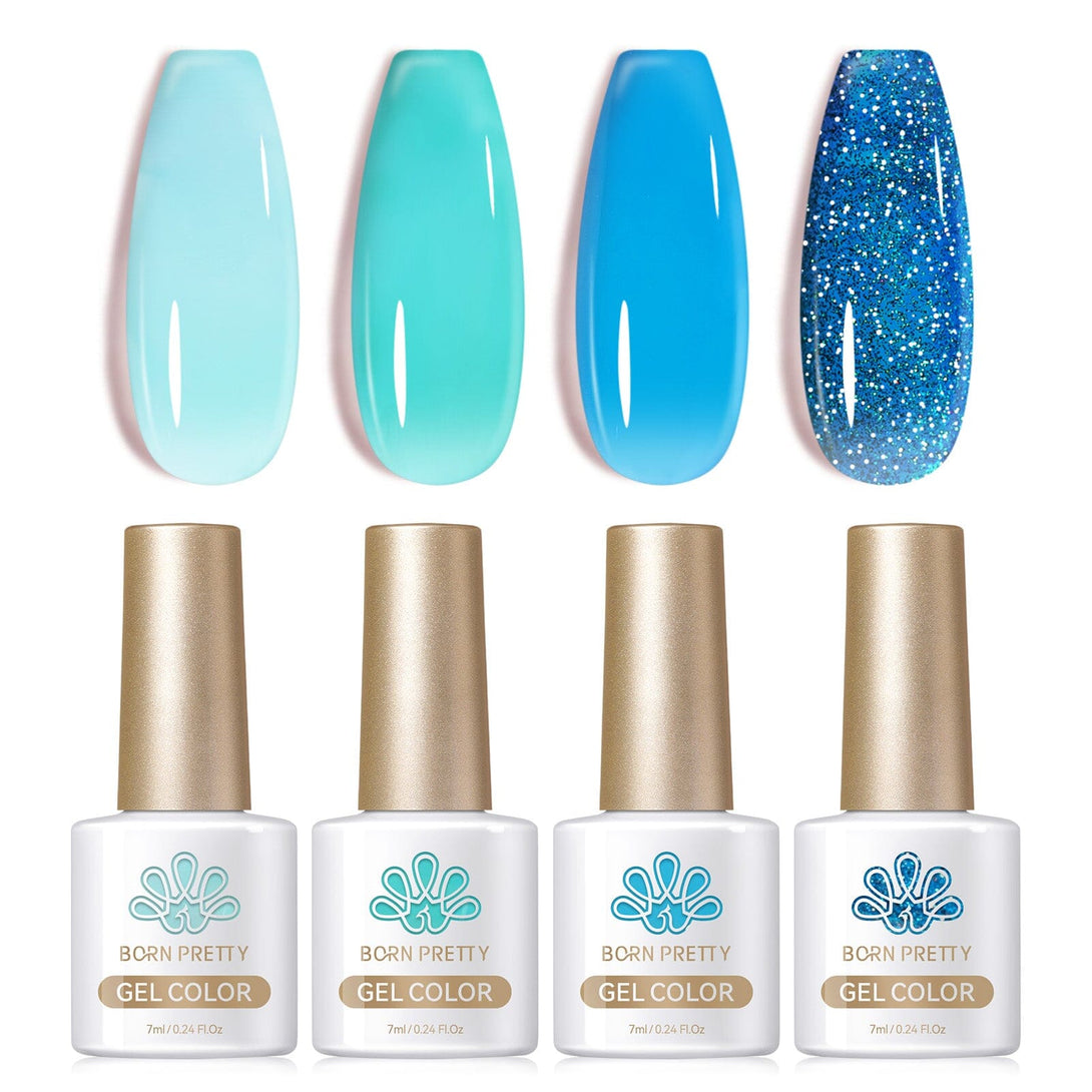 4 Colors Ocean Blue Milky Jelly Gel 7ml Gel Nail Polish BORN PRETTY 