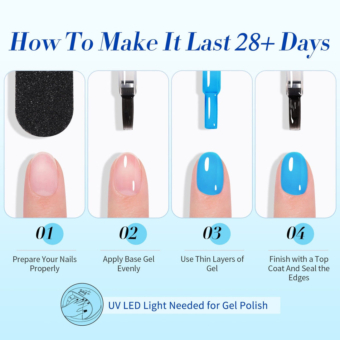 4 Colors Ocean Blue Milky Jelly Gel 7ml Gel Nail Polish BORN PRETTY 