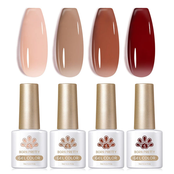 4 Colors Autumn Ember Milky Jelly Gel Set 7ml Gel Nail Polish BORN PRETTY 