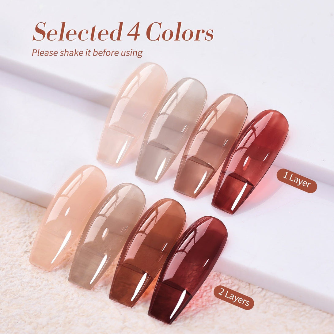 4 Colors Autumn Ember Milky Jelly Gel Set 7ml Gel Nail Polish BORN PRETTY 