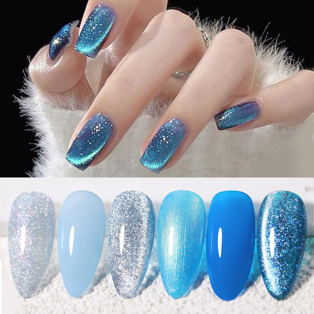 6 Colors Gel Polish Blue Stars Mixed Set 7ml Gel Nail Polish BORN PRETTY 