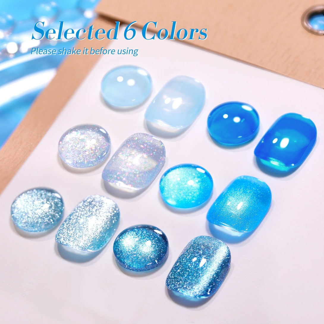 6 Colors Gel Polish Blue Stars Mixed Set 7ml Gel Nail Polish BORN PRETTY 