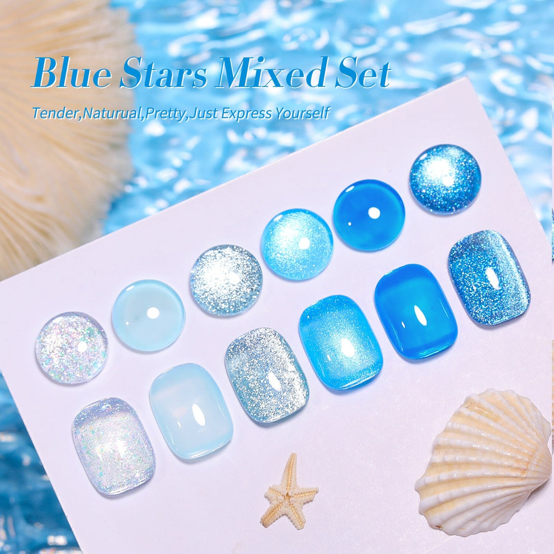 6 Colors Gel Polish Blue Stars Mixed Set 7ml Gel Nail Polish BORN PRETTY 