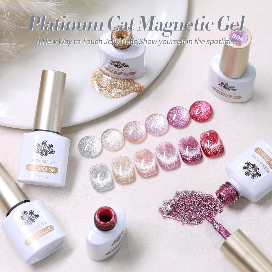 6 Colors Platinum Cat Magnetic Gel Polish Set 7ml Gel Nail Polish BORN PRETTY 