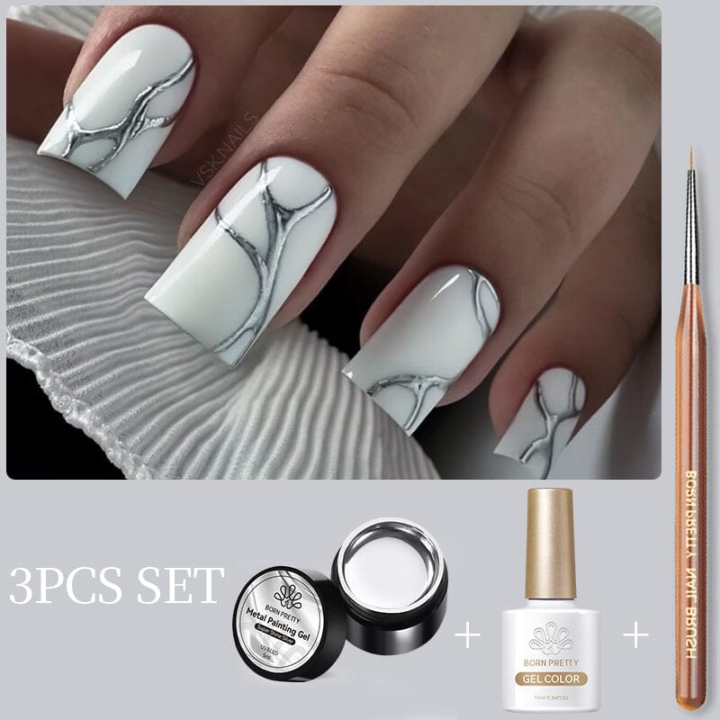 Metal Painting Gel & Color Gel Nail Kit #07 Gel Nail Polish BORN PRETTY 