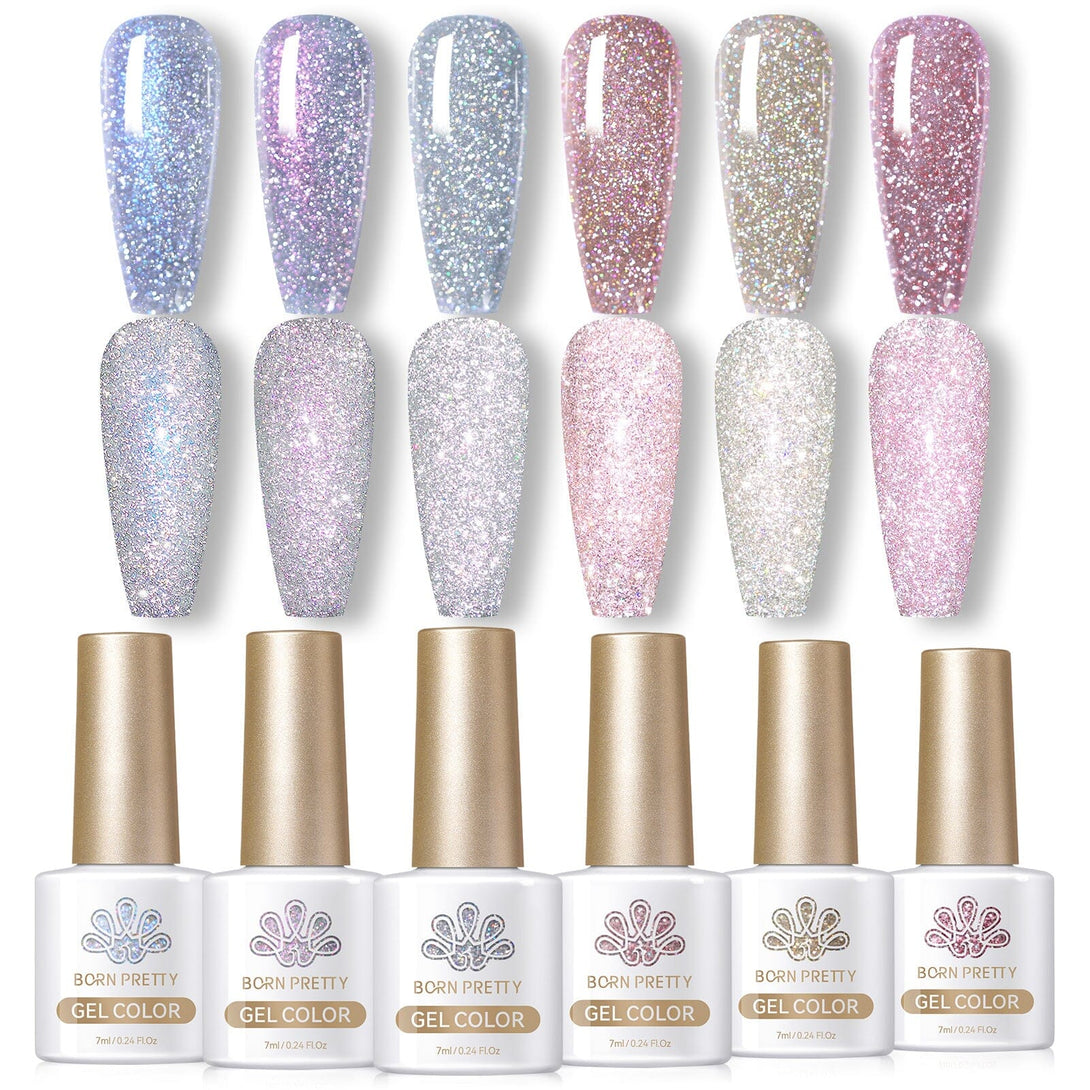 6 Colors Reflective Glitter Gel Polish Set 7ml Kits & Bundles BORN PRETTY 