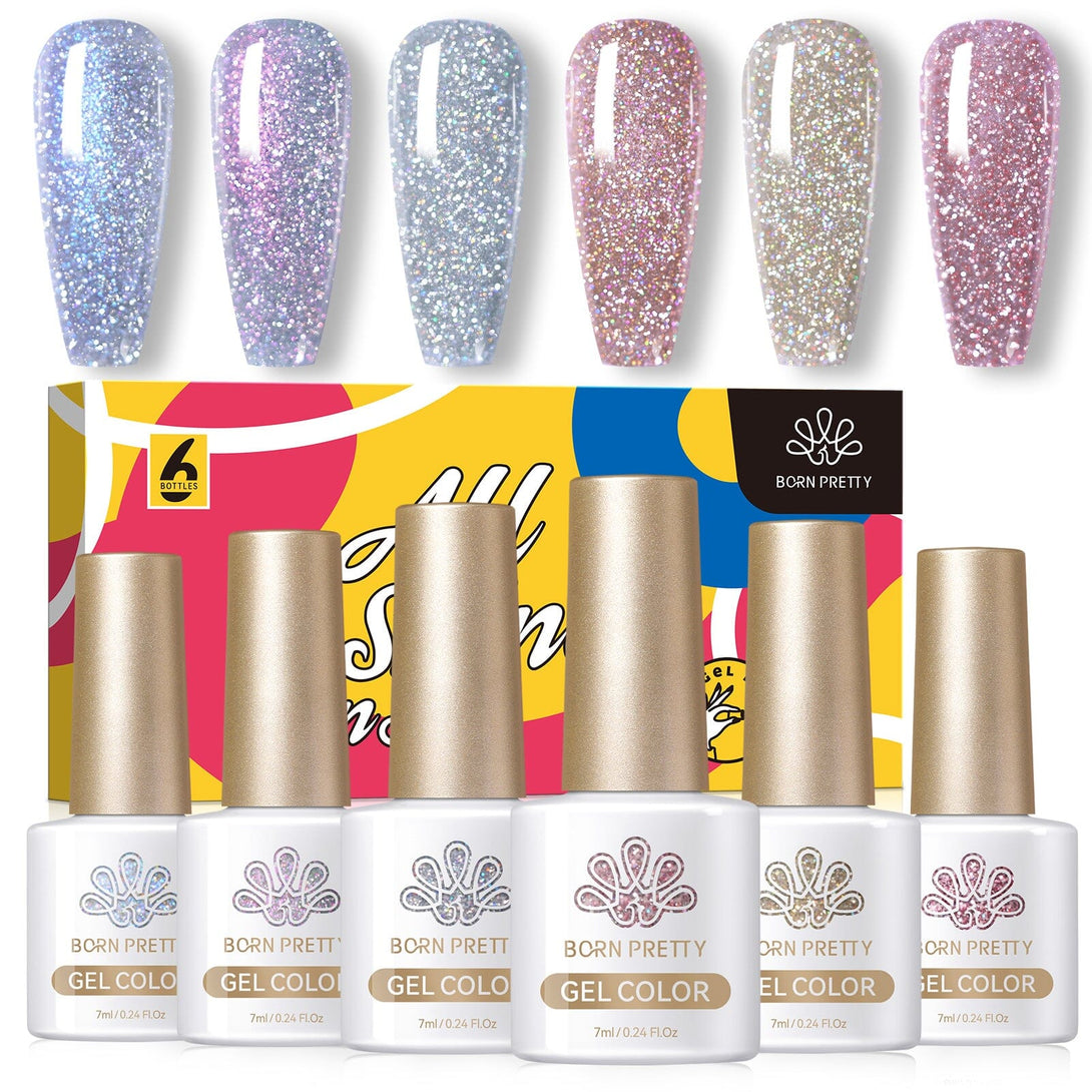 6 Colors Reflective Glitter Gel Polish Set 7ml Kits & Bundles BORN PRETTY 