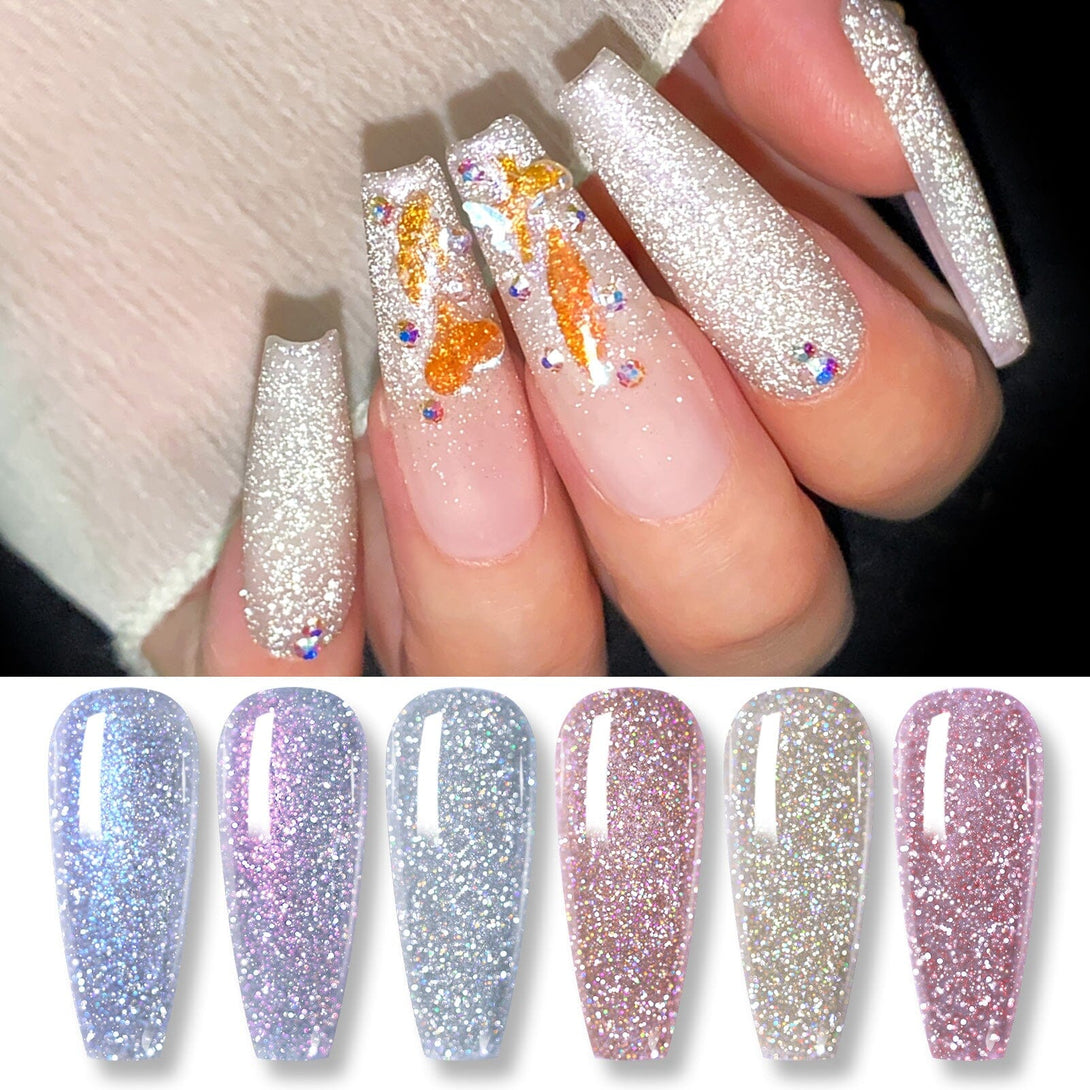 6 Colors Reflective Glitter Gel Polish Set 7ml Kits & Bundles BORN PRETTY 