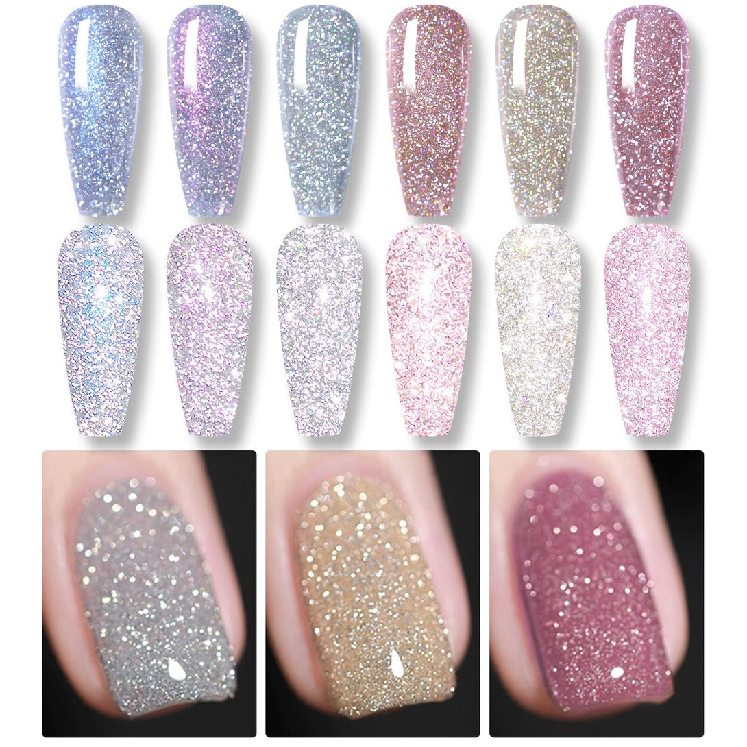 6 Colors Reflective Glitter Gel Polish Set 7ml Kits & Bundles BORN PRETTY 