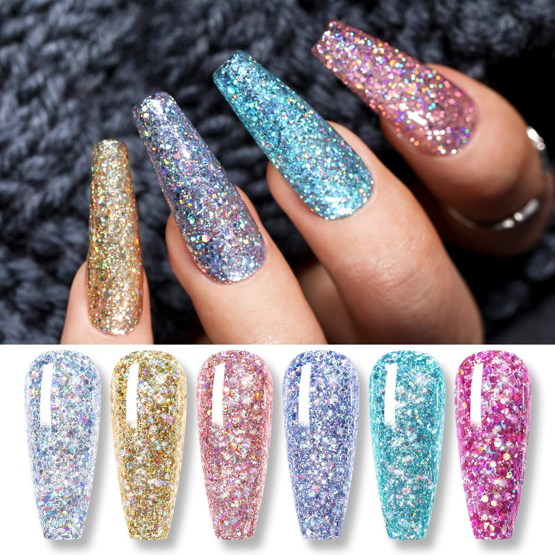 6 Colors Sparkle Glitter Gel 7ml Gel Nail Polish BORN PRETTY 