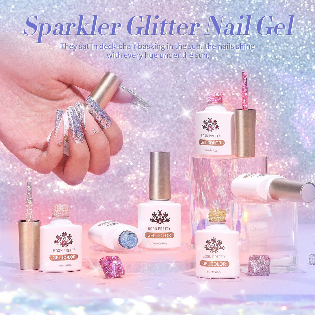 6 Colors Sparkle Glitter Gel 7ml Gel Nail Polish BORN PRETTY 