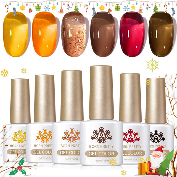 6 Colors Jelly Gel Set Crystal Amber 7ml Gel Nail Polish BORN PRETTY 