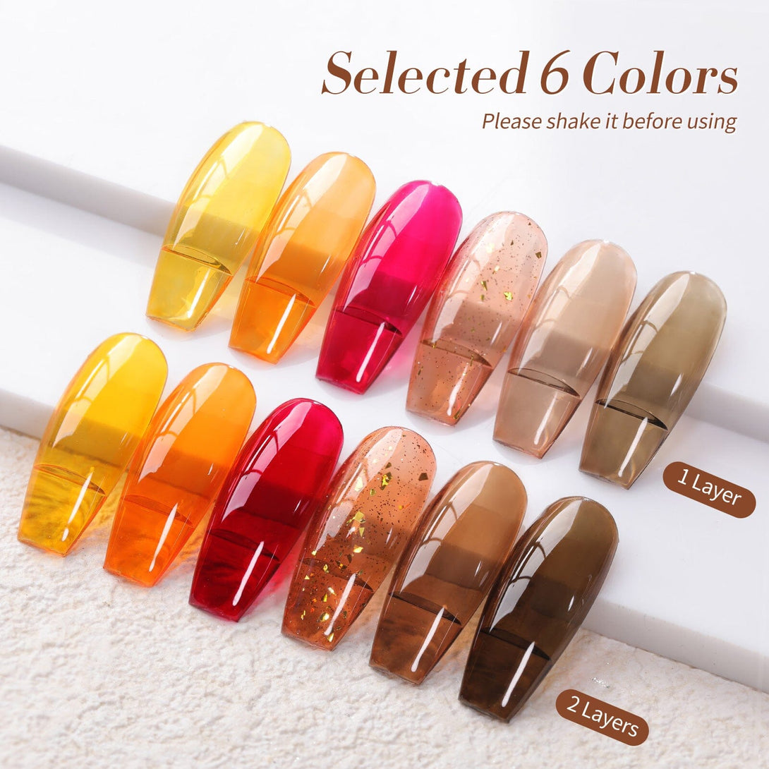 6 Colors Jelly Gel Set Crystal Amber 7ml Gel Nail Polish BORN PRETTY 