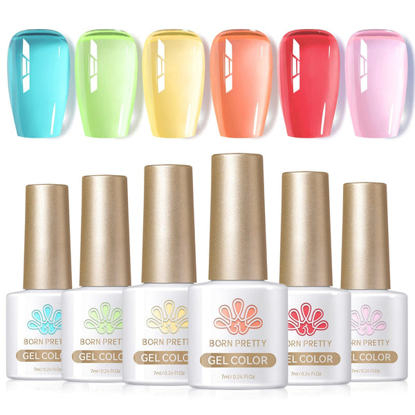 6 Colors Jelly Gel Set Sea Glass 7ml Gel Nail Polish BORN PRETTY 