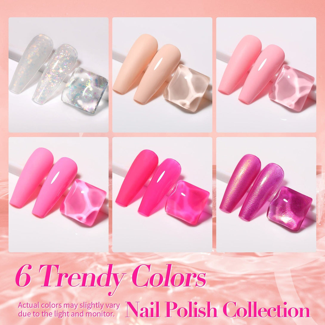 6 Colors Pink Nail Polish Set 10ml Nail Polish BORN PRETTY 