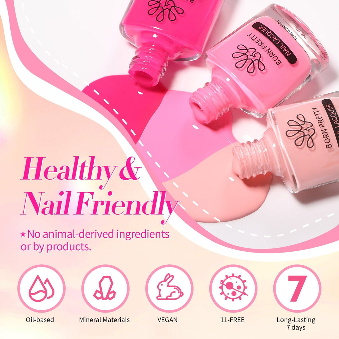 6 Colors Pink Nail Polish Set 10ml Nail Polish BORN PRETTY 