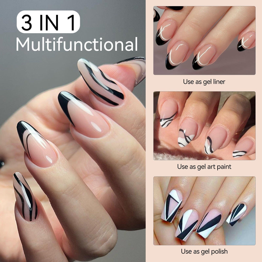 2pcs Black & White Liner Paint Gel 8ml Gel Nail Polish BORN PRETTY 