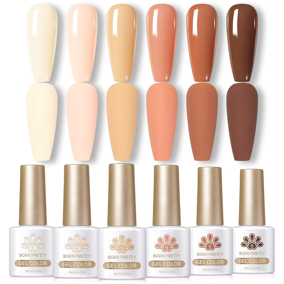 6 Colors Gel Polish Set Cream Cocoa 7ml Gel Nail Polish BORN PRETTY 