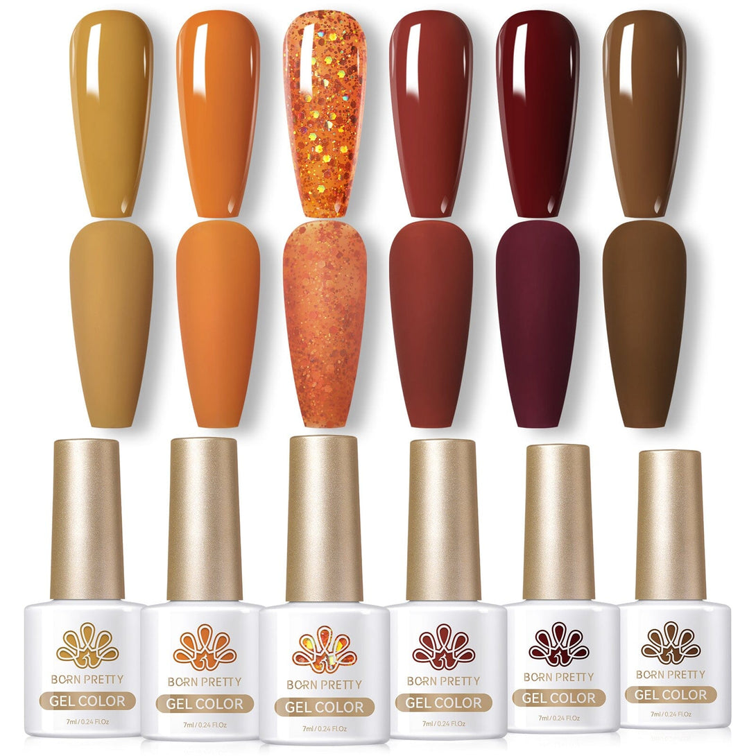 6 Colors Gel Polish Set Maple Caramel 7ml Gel Nail Polish BORN PRETTY 