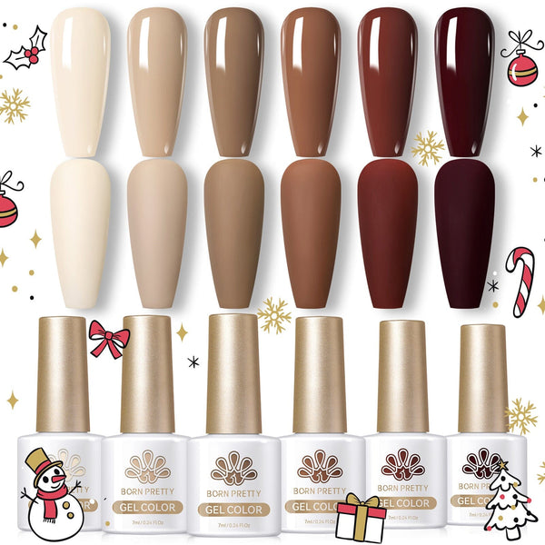 6 Colors Color Gel Series Coffee Latte 7ml Gel Nail Polish BORN PRETTY 