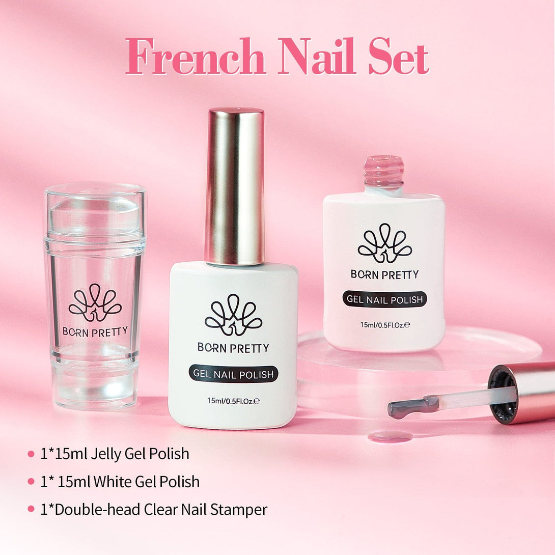 3pcs French Nails Kit #02 Gel Nail Polish BORN PRETTY 