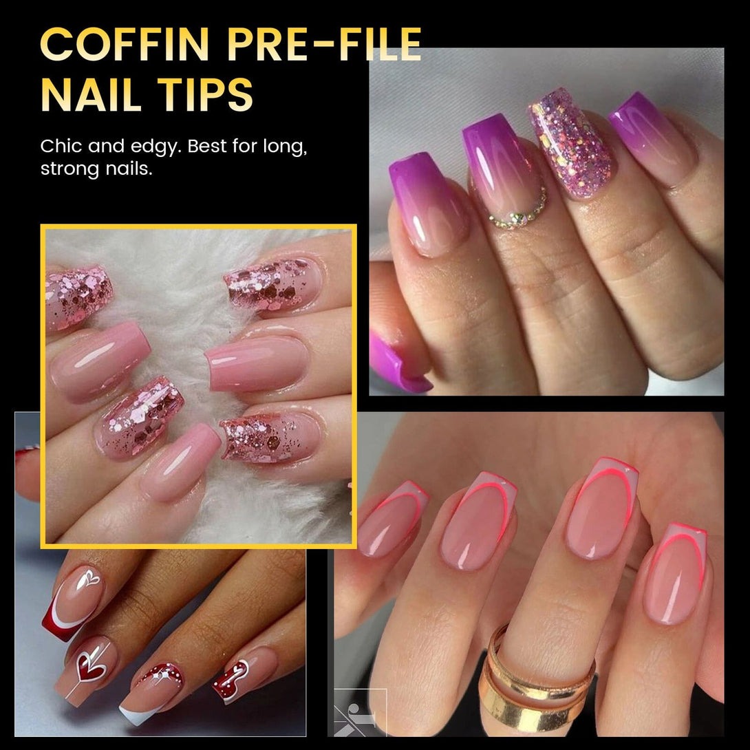 Pre-file Nail Tips-XS Coffin 288pcs 12 Sizes Tools & Accessories BORN PRETTY 