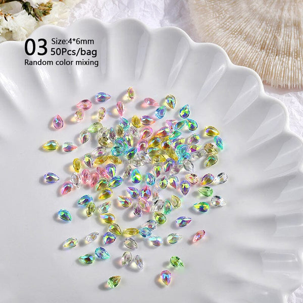 50pcs Teardrop Random Color Rhinestones Nail Decoration No Brand 