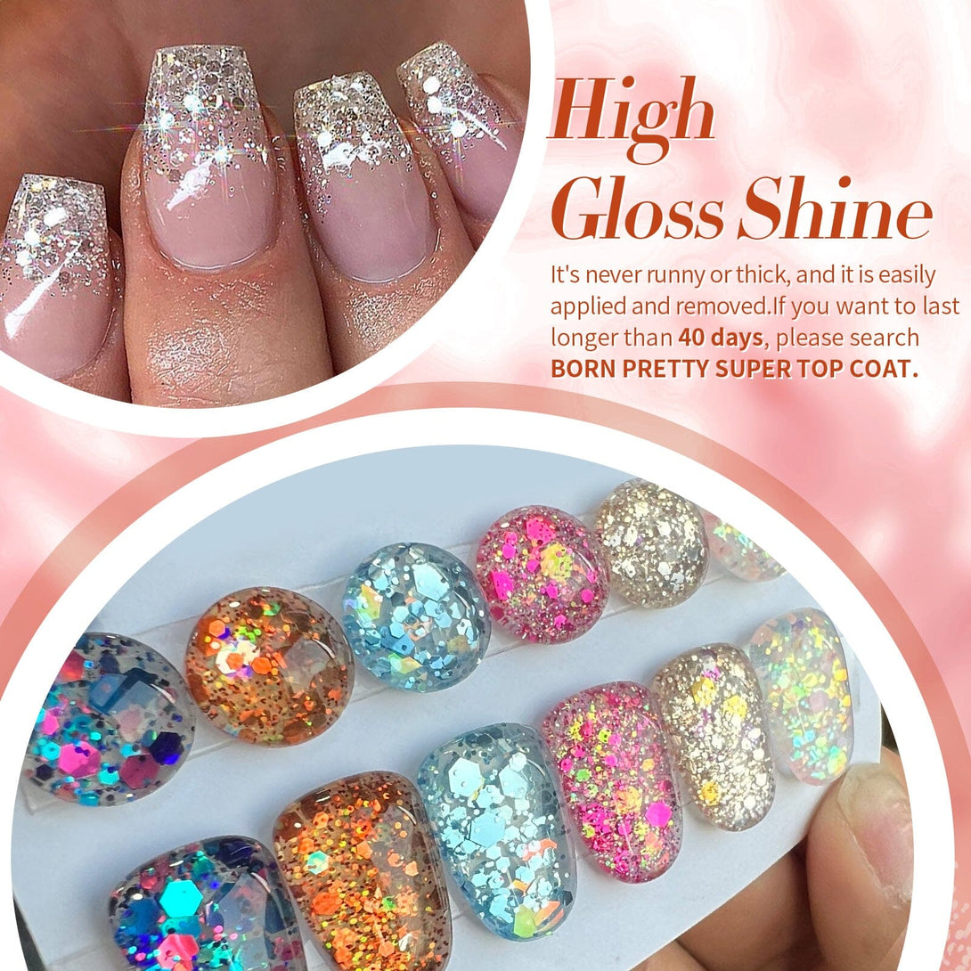 6 Colors Glitter Sequins Gel Polish Set Fireworks Series 7ml Gel Nail Polish BORN PRETTY 