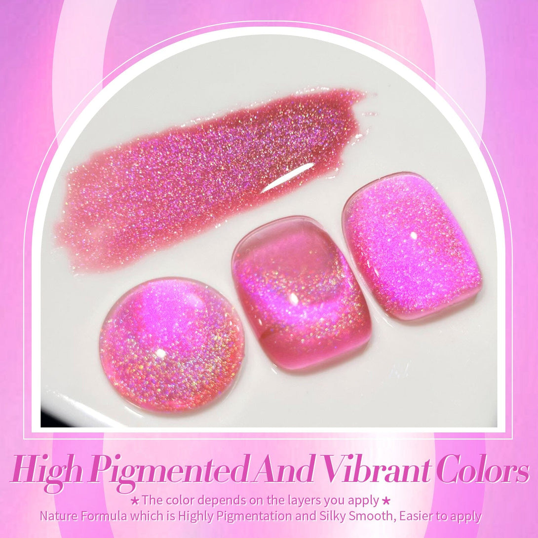 15ml Holo Glass Cat Magnetic Gel-Fuchsia Gel Nail Polish BORN PRETTY 