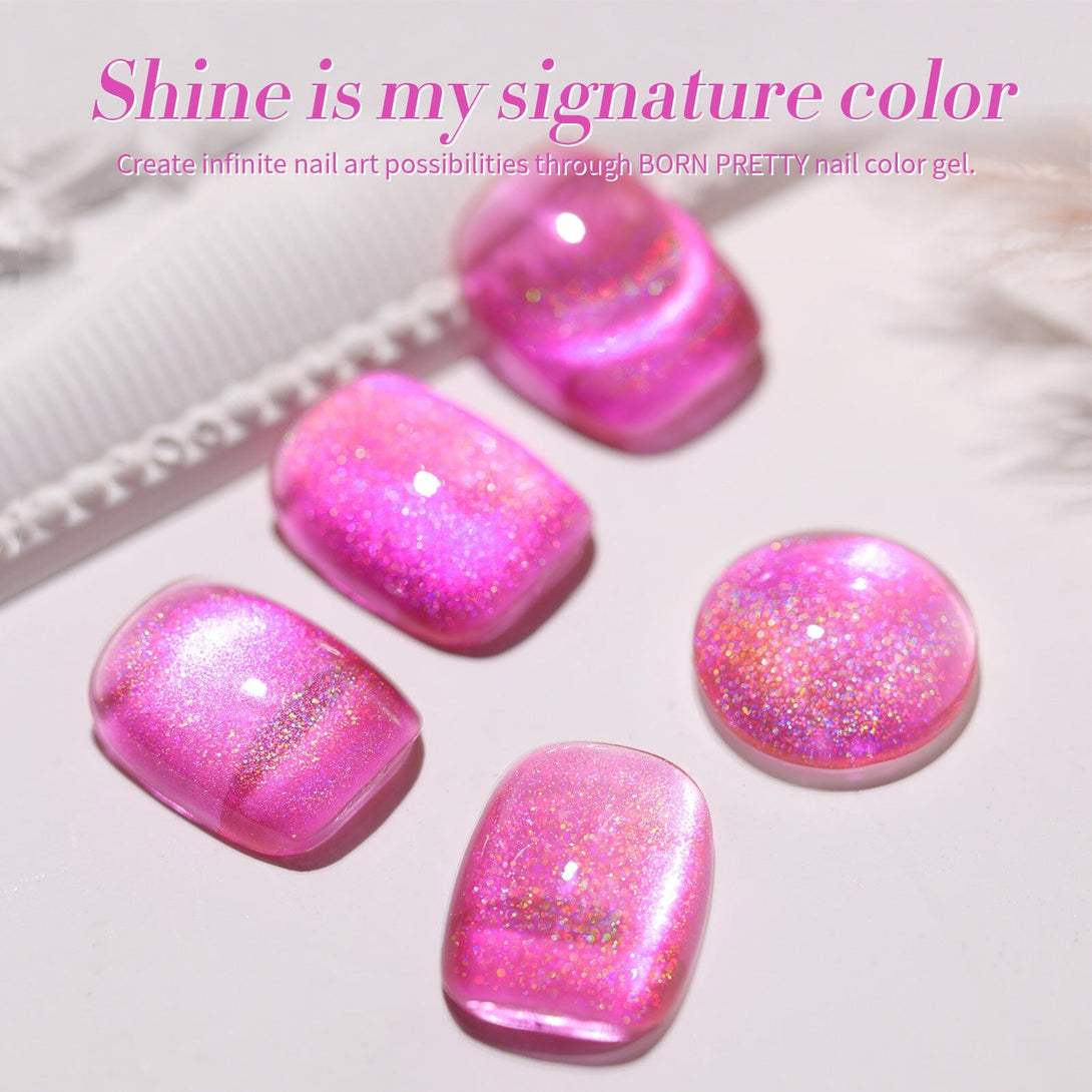 15ml Holo Glass Cat Magnetic Gel-Fuchsia Gel Nail Polish BORN PRETTY 